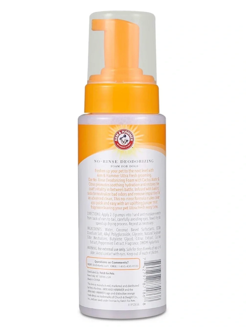 Arm & Hammer Ultra Fresh Waterless Dog Shampoo Foam, Juniper Mist,
